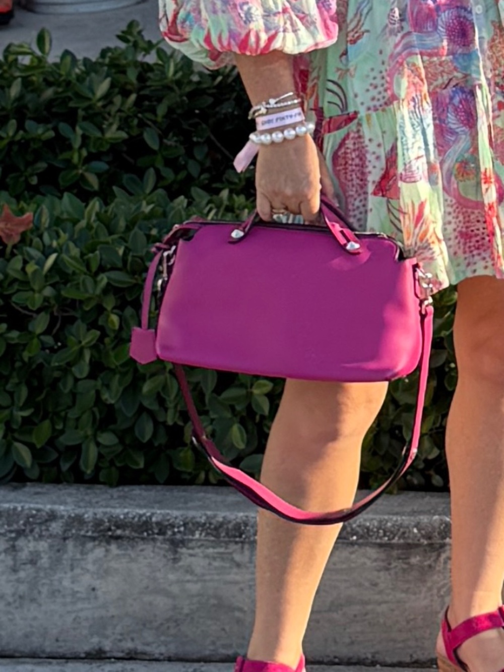 Fendi Vitello Dolce Medium By The Way Bag in Magenta Pre-Owned